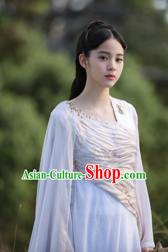 Chinese Ancient Goddess Luo Li Dress Historical Drama The Great Ruler Costume and Headpiece for Women