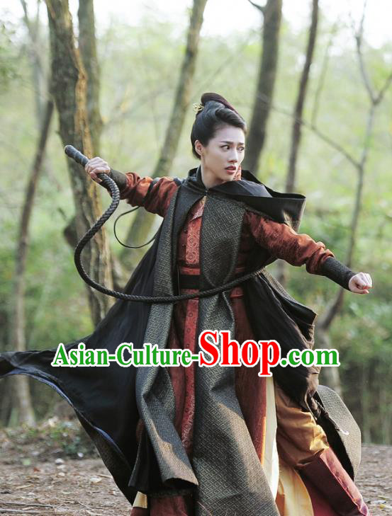 Chinese Ancient Tang Dynasty Female Swordsman Ming Hui Dress Historical Drama An Oriental Odyssey Costume and Headpiece for Women