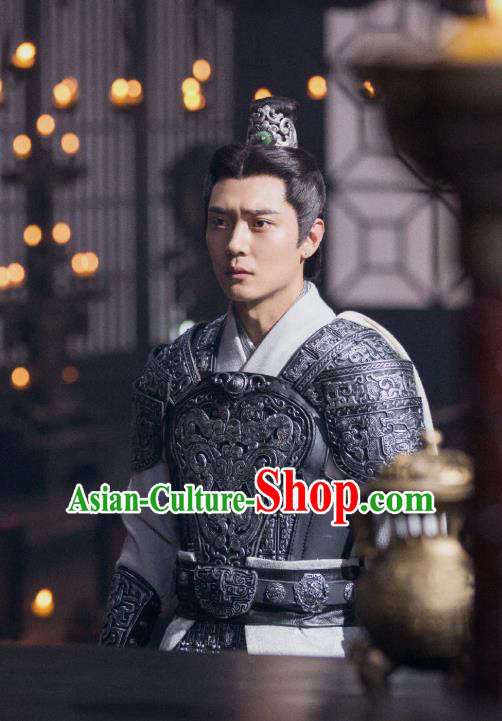 Drama Hero Dream Chinese Ancient Han Dynasty General Liu Bang Armor Costume and Headpiece Complete Set