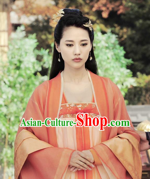 Chinese Ancient Tang Dynasty Royal Infanta Ming Hui Dress Historical Drama An Oriental Odyssey Costume and Headpiece for Women