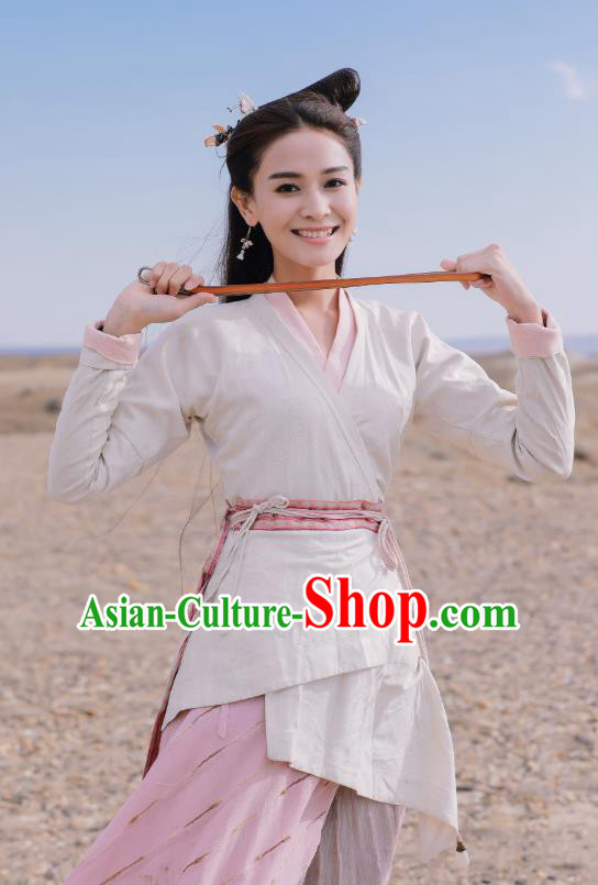 Chinese Ancient Han Dynasty Female Civilian Ji Jiang Dress Historical Drama Hero Dream Costume and Headpiece for Women