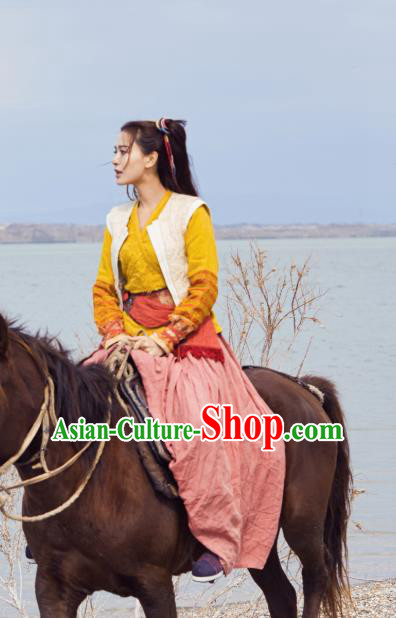 Chinese Ancient Han Dynasty Female Swordsman Ji Jiang Dress Historical Drama Hero Dream Costume and Headpiece for Women