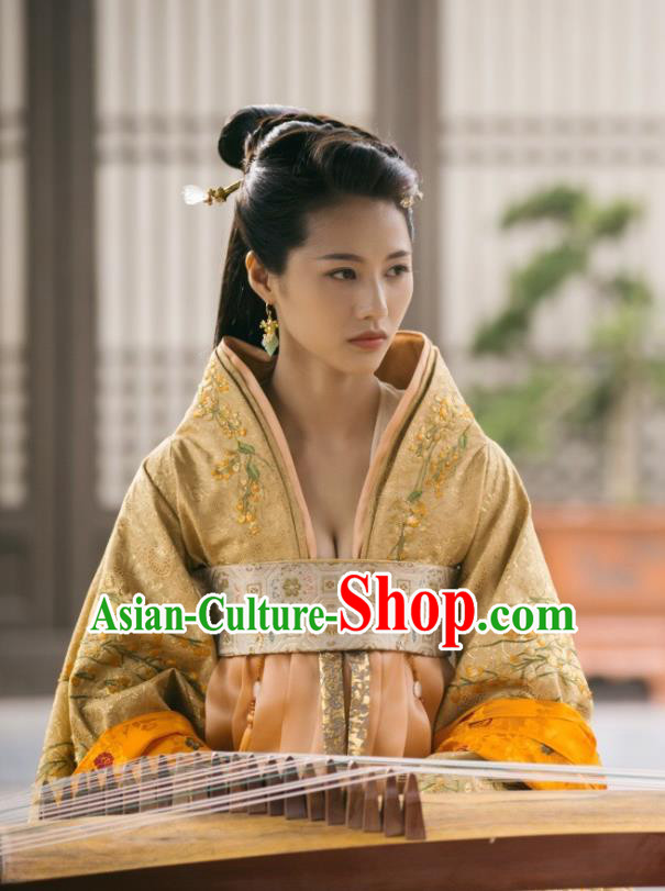 Chinese Ancient Tang Dynasty Royal Princess Ming Hui Dress Historical Drama An Oriental Odyssey Costume and Headpiece for Women