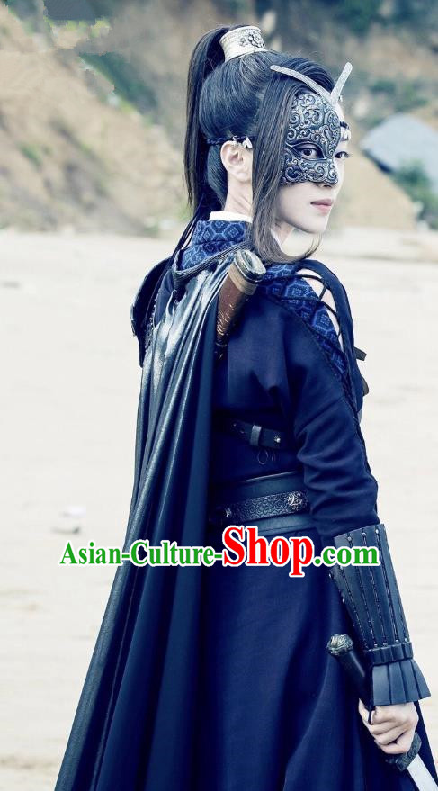 Chinese Ancient Han Dynasty Female Swordsman Mo Wu Dress Historical Drama Hero Dream Costume and Headpiece for Women