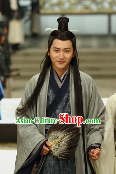 Drama Hero Dream Chinese Ancient Han Dynasty Counselor Zhang Liang Costume and Headpiece Complete Set