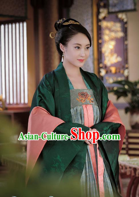 Chinese Ancient Tang Dynasty Queen Wu Zetian Dress Historical Drama An Oriental Odyssey Costume and Headpiece for Women