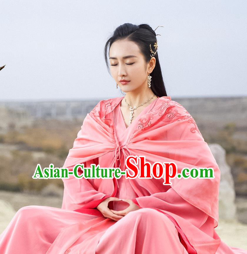 Chinese Ancient Swordsman Yu Wei Historical Drama The Legend of Jade Sword Wang Ou Costume and Headpiece for Women