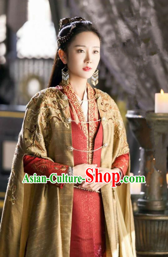 Chinese Ancient Royal Princess Xi Yue Dress Historical Drama The Legend of Jade Sword Costume and Headpiece for Women