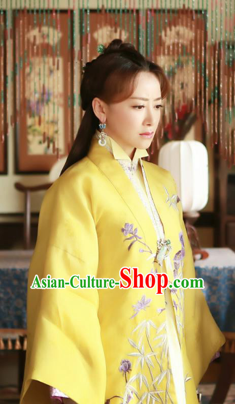 Chinese Ancient Ming Dynasty Noble Mistress Ya Dress Historical Drama The Dark Lord Duo Ni Costume and Headpiece for Women