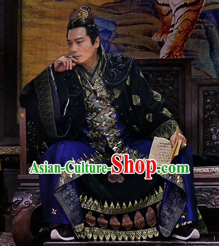 Drama The Dark Lord Chinese Ancient Ming Dynasty Official Yang Yinglong Costume and Headpiece Complete Set