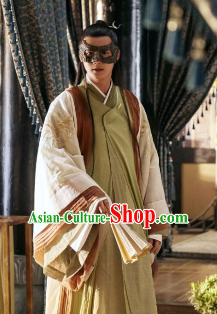 Chinese Ancient Scholar Hanfu Clothing and Hair Pin Drama Love of Thousand Years Musician of Li Fu Jiuyun Costumes