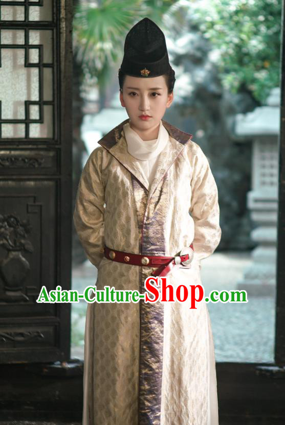 Chinese Ancient Ming Dynasty Female Swordsman Tian Miaowen Dress Historical Drama The Dark Lord Costume and Headpiece for Women