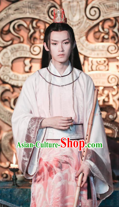 Drama Men with Sword Chinese Ancient Royal Prince Murong Li Costume and Headpiece Complete Set