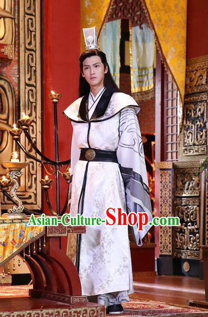 Drama Men with Sword Chinese Ancient King Jian Bin Costume and Headpiece Complete Set