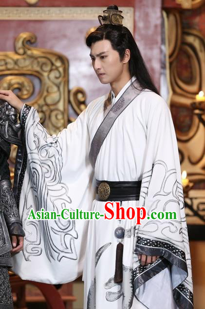 Drama Men with Sword Chinese Ancient King Jian Bin Costume and Headpiece Complete Set