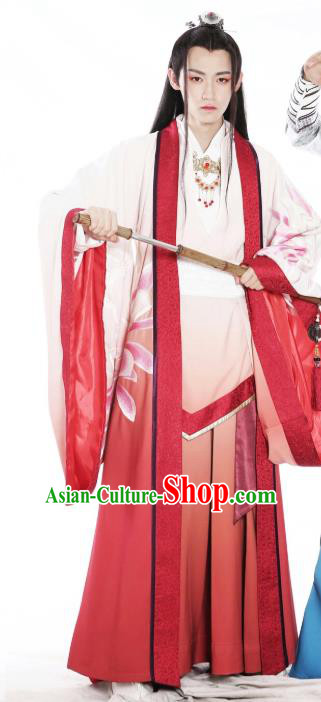 Drama Men with Sword Chinese Ancient Royal Prince Murong Li Costume and Headpiece Complete Set