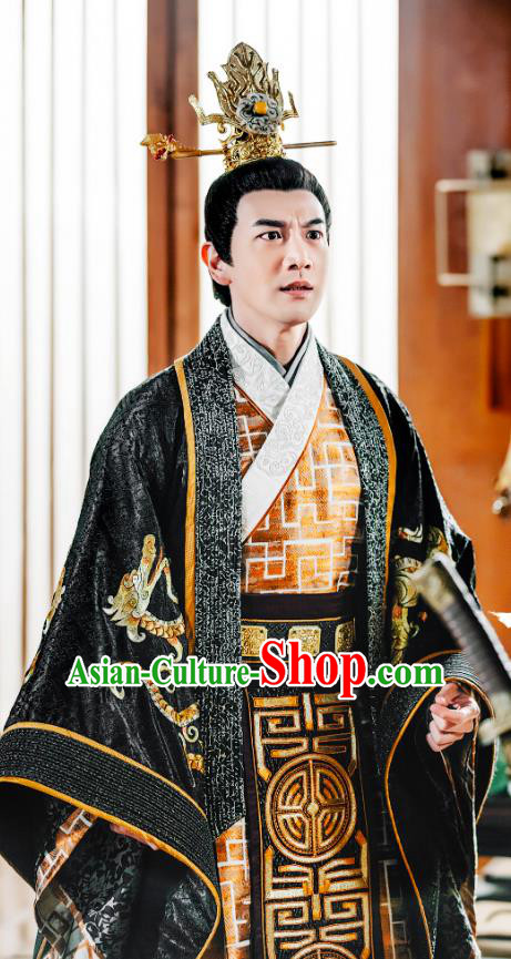 Chinese Ancient Emperor Imperial Robe and Jade Hairdo Crown Drama Tang Dynasty Tour Li Shimin Costumes