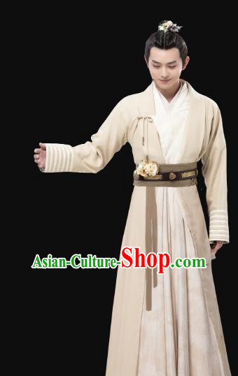 Chinese Ancient Swordsman White Clothing and Headpieces Drama the Birth of the Dream King Zhao Qingfeng Costumes