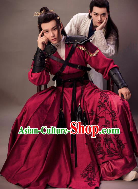 Chinese Ancient Knight Red Clothing and Hairpin Drama the Birth of the Dream King Swordsman Ji Chuan Costumes