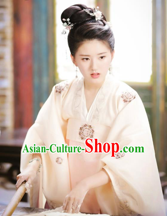 Chinese Ancient Female Historical Costumes Drama Oh My Emperor Noble Lady Luo Feifei Hanfu Dress and Hair Accessories