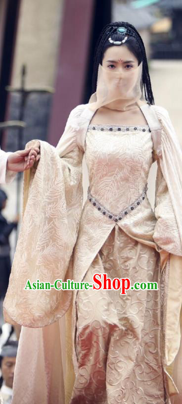 Chinese Ancient Princess Historical Costumes Drama Princess at Large Yan Qingcheng Hanfu Dress and Headdress