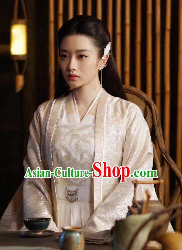 Chinese Ancient Princess of the Biyi Bird Tribe Drama Sansheng Sanshi Pillow Eternal Love of Dream Xiangli Ju Nuo Dress and Hair Accessories Complete Set