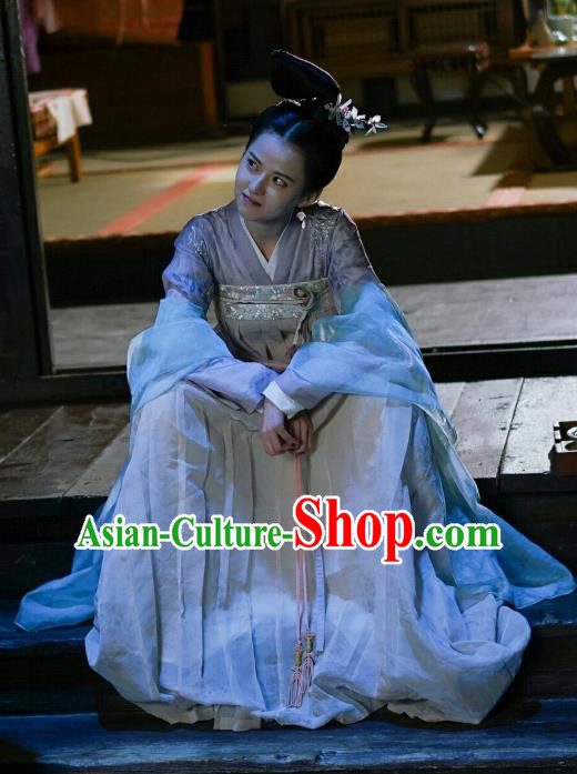 Chinese Ancient Princess Hanfu Dress and Hairpins Drama To Get Her Court Lady Lin Zhengzheng Costumes Apparels Garment