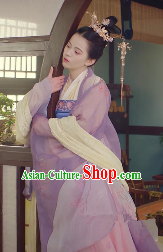 Chinese Ancient Princess Consort Garment Dress and Headdress Drama To Get Her Palace Lady Apparels Lin Zhengzheng Costumes