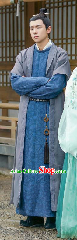 Chinese Ancient Prince Apparels Garment and Jade Hairpin To Get Her Swordsman Tu Sicheng Costumes