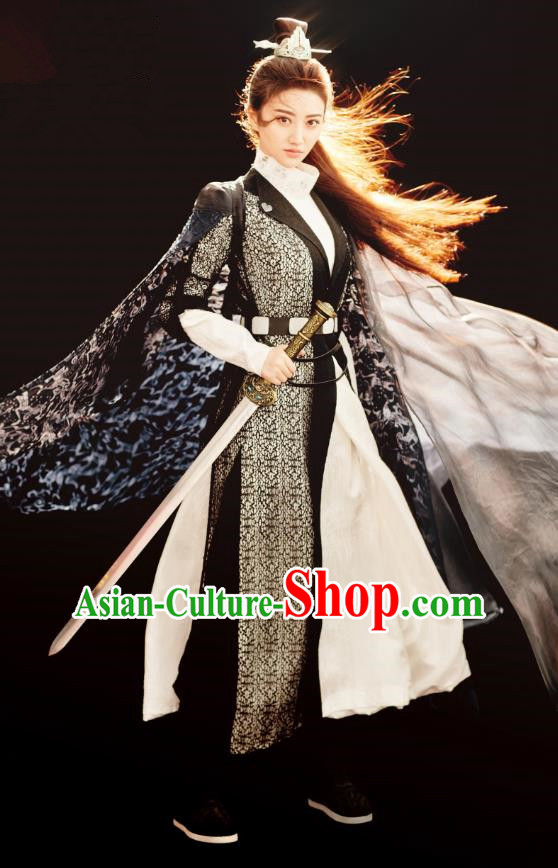 Chinese Ancient Wuxia Drama Swordswoman Garment The King of Blaze Apparels Dress and Headwears Situ Fengjian Costumes