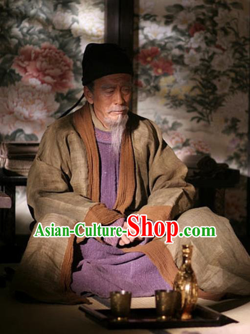 Chinese Ancient Tang Dynasty Emperor Costumes Li Yuan Apparels Garment and Hat Drama Control by Zhen Guan Costume