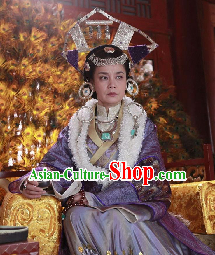 Chinese Ancient Queen Apparels and Headdress Drama Turbulence of the Mu Clan Empress Costumes Garment