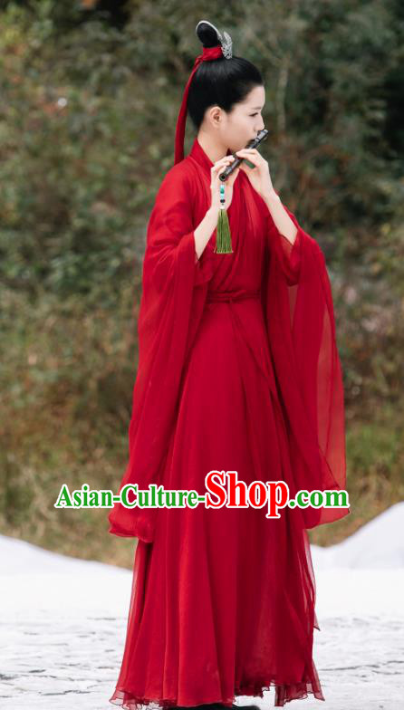 Drama Sansheng Sanshi Pillow Chinese Ancient Infanta of Biyi Bird Tribe Garment Eternal Love of Dream Jie Lu Red Dress and Headpieces