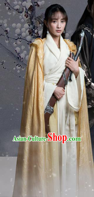 Chinese Ancient Female Blade Apparels Garment Costumes and Headdress Wuxia Drama The Lost Swordship Heroine Xiao Nanping Dress