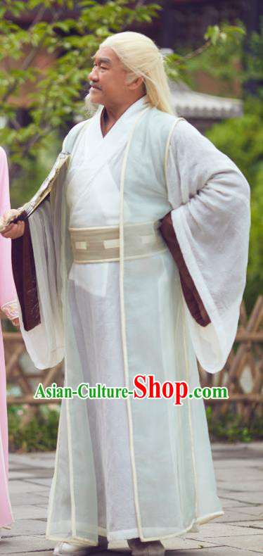 Chinese Ancient Castellan Apparels Costumes and Headwear Wuxia Drama Xiya Xia Swordsman Leader Zuo Qiuzi Garment