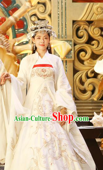 Chinese Ancient Noble Lady Apparels Garment Costumes and Headwear Drama The Starry Night The Starry Sea Bride Lu Li Dress