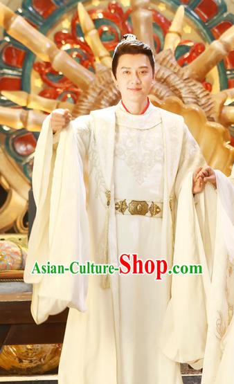 Chinese Ancient Merman Prince Hanfu Garment Costumes and Headwear Drama The Starry Night The Starry Sea Wu Julan Wedding Apparels