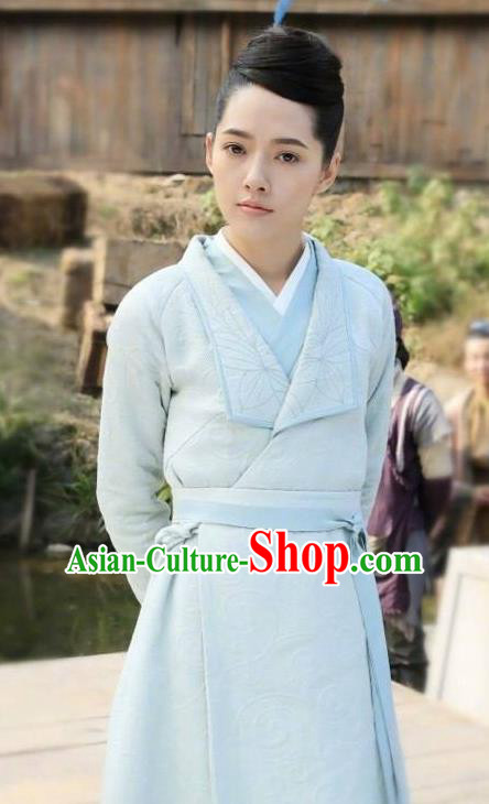 Chinese Ancient Apparels Female Swordsman Costumes and Headpiece Drama The Starry Night The Starry Sea Lu Li Hanfu Dress Garment