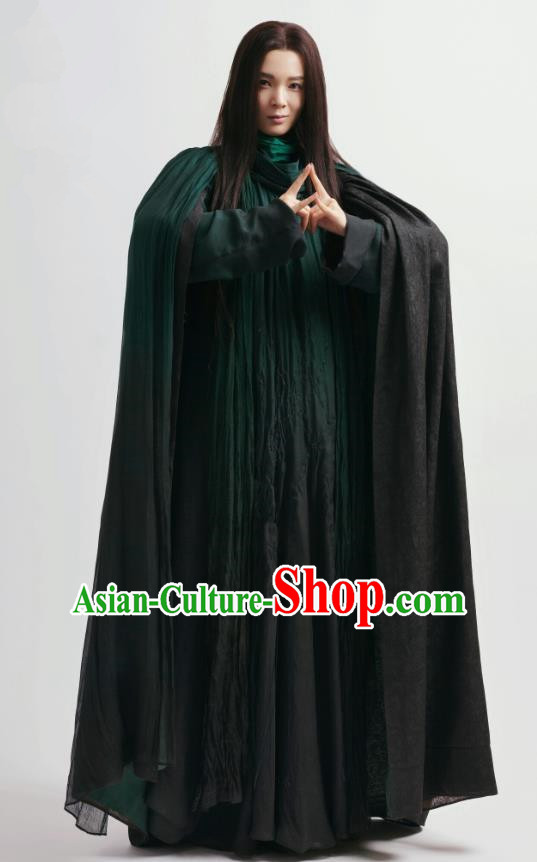 Chinese Ancient Tang Dynasty Witch Hanfu Dress Apparels Costumes and Headpiecess Drama Wu Xin The Monster Killer Sorceress Liu Qingluan Garment