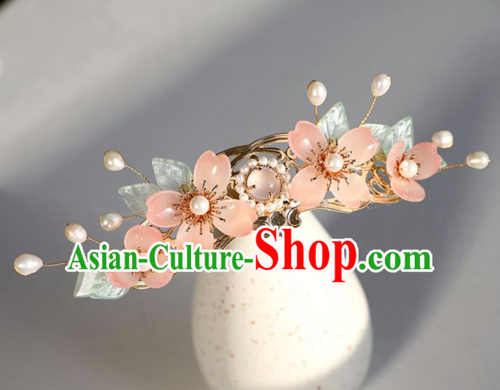 Chinese Ancient Pink Sakura Hairpin Jewelry Headwear Hair Accessories Headdress for Women