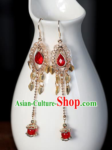 Chinese Ancient Hanfu Earrings Women Jewelry Ming Dynasty Golden Ear Accessories