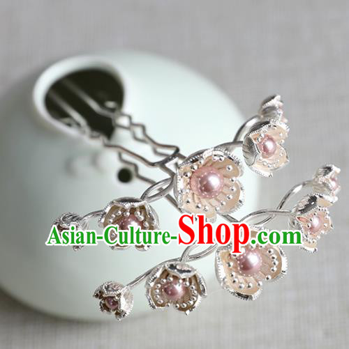 Chinese Ancient Flowers Hair Clips Jewelry Headwear Hair Accessories Ming Dynasty Hairpins for Women