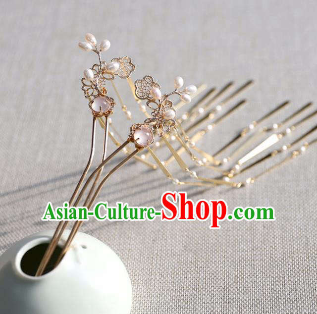 Chinese Ancient Golden Tassel Hair Clips Jewelry Headwear Hair Accessories Hairpin for Women