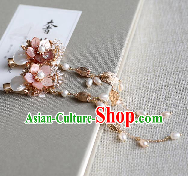 Chinese Ancient Shell Hair Claws Jewelry Headwear Hair Accessories Tassel Hair Stick for Women