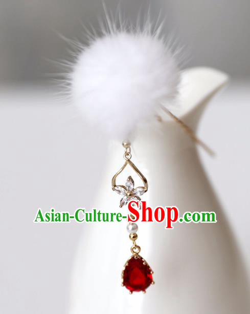 Chinese Ancient Hanfu Red Crystal Tassel Hair Clip Women Hairpin Hair Accessories Headwear