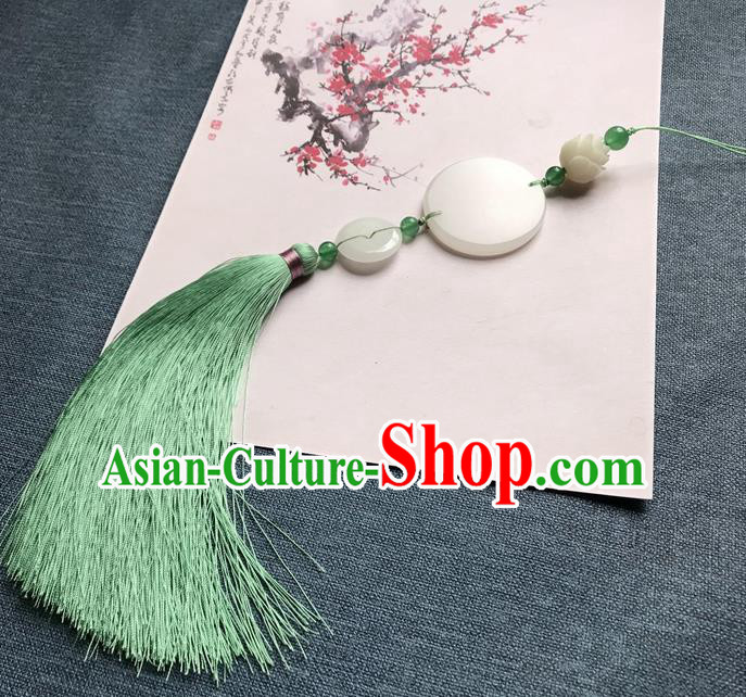 Chinese Ancient Green Tassel Jade Pendant Waist Accessories Peacuful Jade Lappet Jewelry