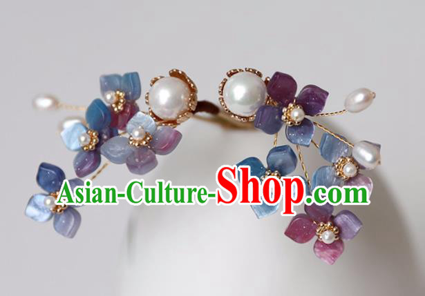 Chinese Ancient Purple Flowers Hairpin Headwear Women Hair Accessories Ming Dynasty Hair Clip