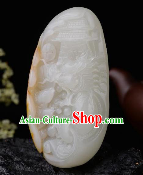 Chinese Ancient Carving Jade Fish Dragon Accessories Jade Craft Jade Handgrip