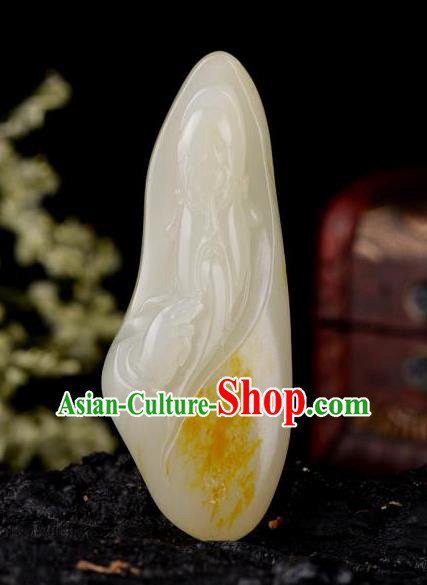 Chinese Ancient Carving Guan Yu Jade Accessories Jade Handgrip Jade Craft