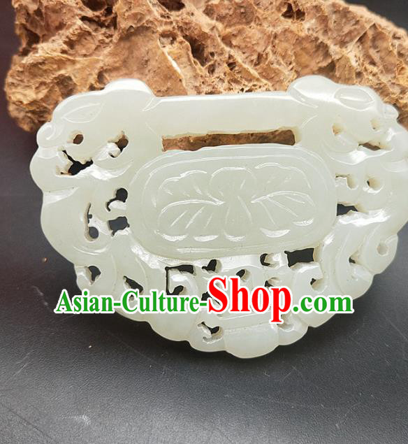 Chinese Handmade Jade Dragon Pendant Hsiuyen Jade Label Carving Jade Necklace Accessories Craft